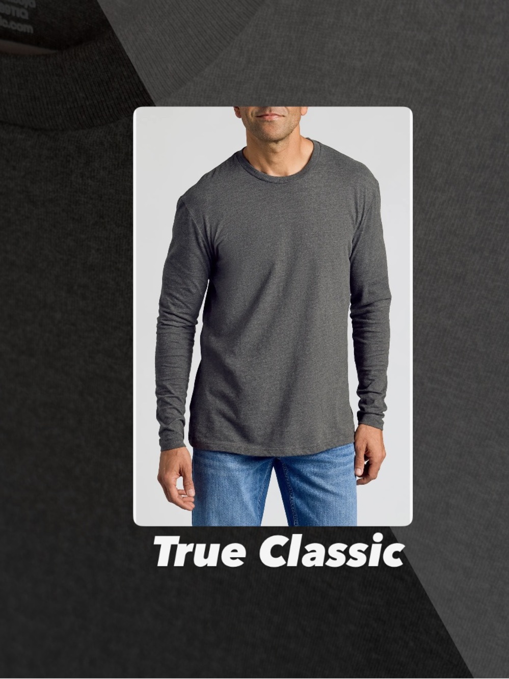 EUC True Classic Charcoal Heather Grey Long Sleeve Tee